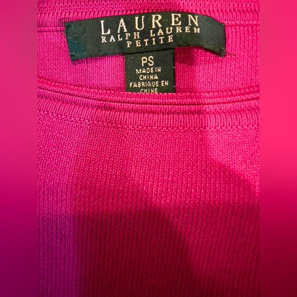 Lauren Ralph Lauren fuchsia stretch pointelle knit.  intricate cut outs. Size SP - Picture 5 of 5